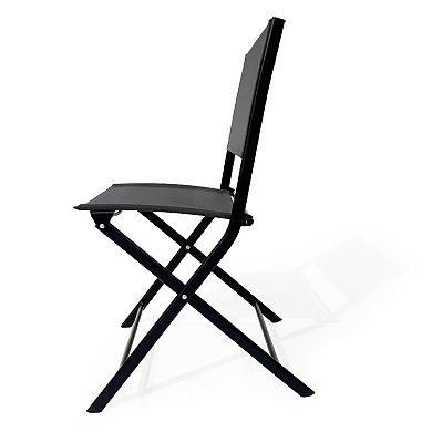 WOW PIONEER 3PCS Foldable Outdoor Bistro Set with Table and Chairs in Black