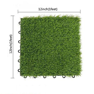 WOW PIONEER Set of 54 Interlocking Artificial Grass Tiles for Outdoor and Indoor Flooring