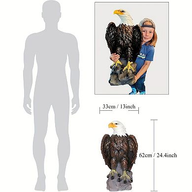WOW PIONEER Majestic Eagle Garden Sculpture with Hand-Painted Detail