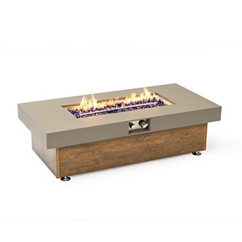 WOW PIONEER 48-Inch Outdoor Fire Pit Table with Wood Grain Finish