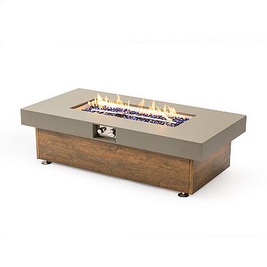 WOW PIONEER 48-Inch Outdoor Fire Pit Table with Wood Grain Finish