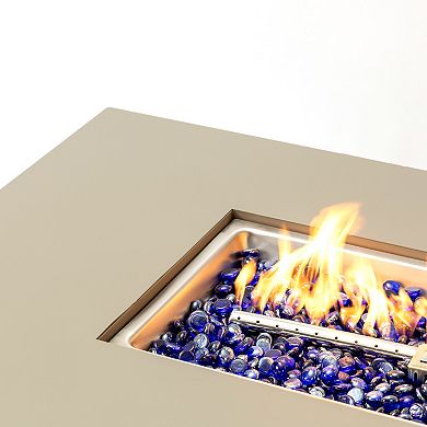 WOW PIONEER 48-Inch Outdoor Fire Pit Table with Wood Grain Finish