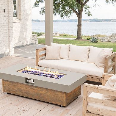 WOW PIONEER 48-Inch Outdoor Fire Pit Table with Wood Grain Finish