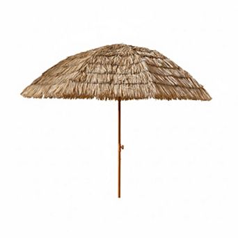 WOW PIONEER Thatched Patio Tiki Umbrella with Tilt Mechanism and Quick Open Design
