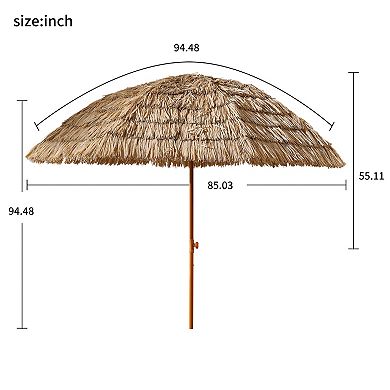 WOW PIONEER Thatched Patio Tiki Umbrella with Tilt Mechanism and Quick Open Design