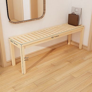 WOW PIONEER Outdoor Solid Wood Knot-Free Pine Backless Dining Swimming Pool Bench