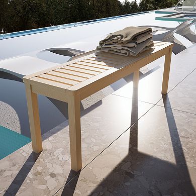 WOW PIONEER Outdoor Solid Wood Knot-Free Pine Backless Dining Swimming Pool Bench