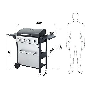 WOW PIONEER High-Output Propane Gas Grill with Foldable Side Tables and Hanging Basket