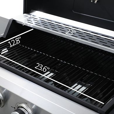 WOW PIONEER High-Output Propane Gas Grill with Foldable Side Tables and Hanging Basket