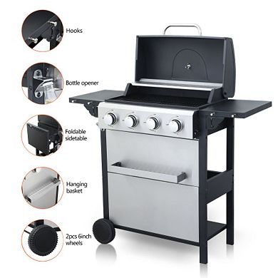 WOW PIONEER High-Output Propane Gas Grill with Foldable Side Tables and Hanging Basket