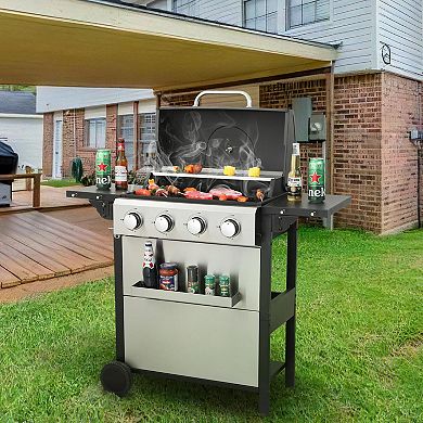 WOW PIONEER High-Output Propane Gas Grill with Foldable Side Tables and Hanging Basket