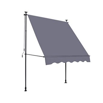 WOW PIONEER Manual Retractable Outdoor Awning Sun Shade Cover with UV Protection