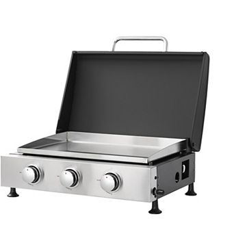 WOW PIONEER Three-Burner Gas Grill with Teppanyaki and Grill Combo Design
