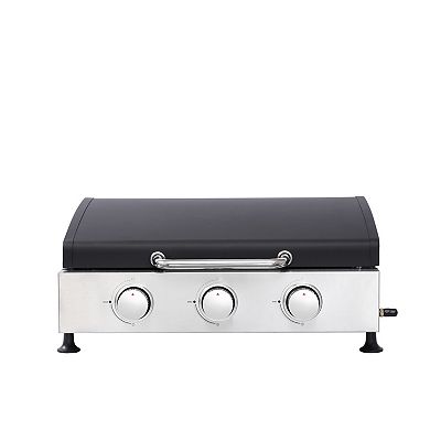 WOW PIONEER Three-Burner Gas Grill with Teppanyaki and Grill Combo Design