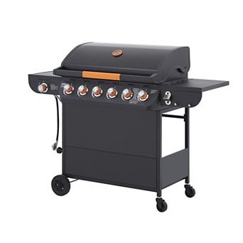 WOW PIONEER Six Main Burner Propane Gas Grill with Side Burner and Stainless Steel Construction