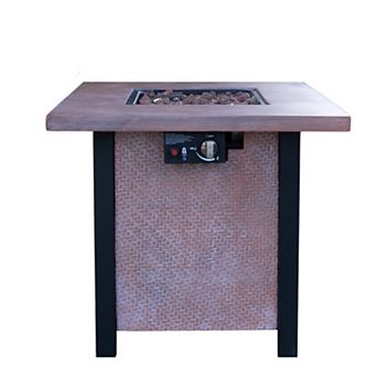 WOW PIONEER Outdoor Propane Gas Fire Pit Table with Realistic Weave Design and Cover