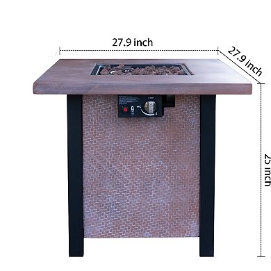 WOW PIONEER Outdoor Propane Gas Fire Pit Table with Realistic Weave Design and Cover