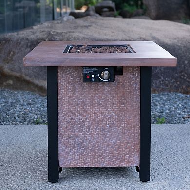 WOW PIONEER Outdoor Propane Gas Fire Pit Table with Realistic Weave Design and Cover