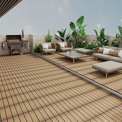 WOW PIONEER Interlocking Composite Deck Tiles Pack of 22 for Patio Flooring