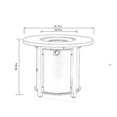 WOW PIONEER Round Outdoor Propane Fire Pit Table with Decorative Steel Design