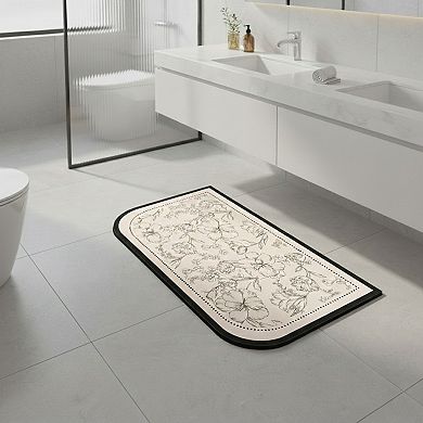 Anti Fatigue Kitchen Floor Mat with Floral Pattern Cushioned Standing Rug