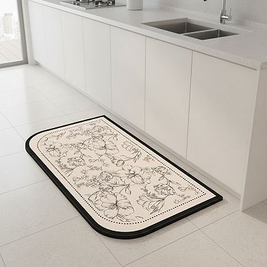 Anti Fatigue Kitchen Floor Mat with Floral Pattern Cushioned Standing Rug