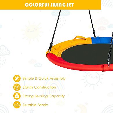 40-Inch Multicolor Saucer Tree Swing with Pillow and Handles