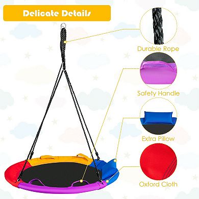 40-Inch Multicolor Saucer Tree Swing with Pillow and Handles