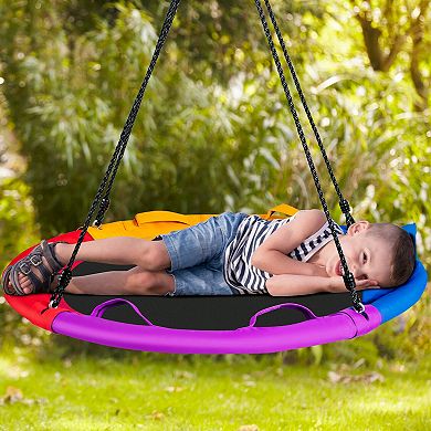 40-Inch Multicolor Saucer Tree Swing with Pillow and Handles