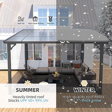 12 ft. x 12 ft. Aluminum Sloped Roof Hardtop Pergola with UV-Blocking Polycarbonate Patio Cover