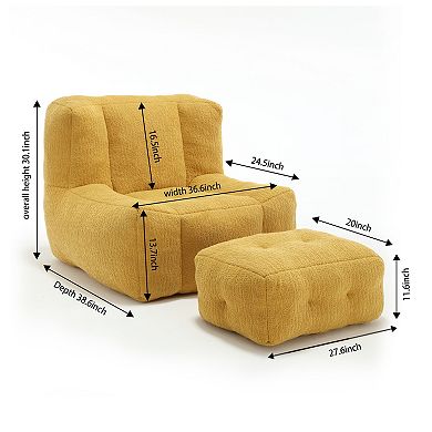 GOODSILO Premium Memory Foam Bean Bag Sofa Chair with Ottoman for Modern Living Spaces