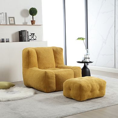 GOODSILO Premium Memory Foam Bean Bag Sofa Chair with Ottoman for Modern Living Spaces