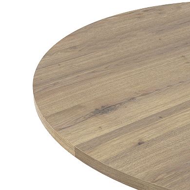 Canopyapp Brown 31.5-in. Round Industrial Dining Table with Metal Legs