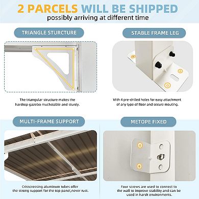 8 ft. x 16 ft. Aluminum Patio Cover with Sloped Polycarbonate Roof and Integrated Gutter System