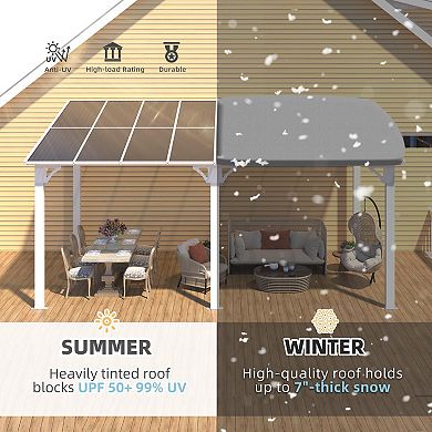 8 ft. x 16 ft. Aluminum Patio Cover with Sloped Polycarbonate Roof and Integrated Gutter System