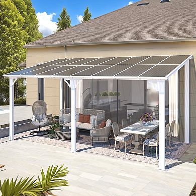 8 ft. x 16 ft. Aluminum Patio Cover with Sloped Polycarbonate Roof and Integrated Gutter System