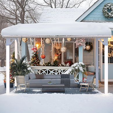 8 ft. x 12 ft. Aluminum Sloped Roof Hardtop Pergola with UV-Blocking Polycarbonate Patio Cover