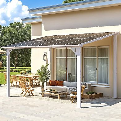 8 ft. x 12 ft. Aluminum Sloped Roof Hardtop Pergola with UV-Blocking Polycarbonate Patio Cover