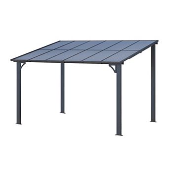 8 ft. x 12 ft. Aluminum Sloped Roof Hardtop Pergola with UV-Blocking Polycarbonate Patio Cover