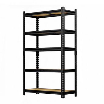 Storage Shelves Garage Shelving Heavy Duty 5 tier 8" W x 12" D x 60" H, Black