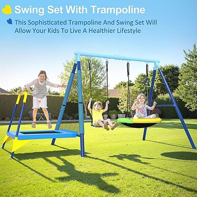 Bronze Swing Set with Trampoline