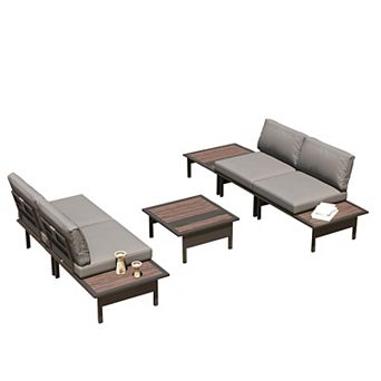 PATIOEASY Mena Combination Sofa Set of 6 Outdoor Patio Furniture Set Removable Cushion Covers