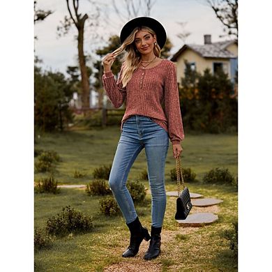 Womens Long Sleeve Crew Shirts Dressy Casual Lightweight Sweater Fall Tops