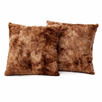 Cheer Collection Plush Faux Fur Throw Pillows Set of 2 Cozy Decorative Accents