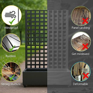 ANIXOL Metal Planter Box with Lattice Trellis and Wheels