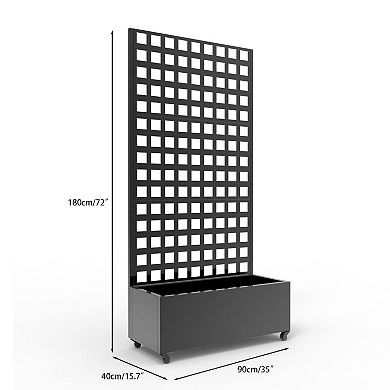 ANIXOL Metal Planter Box with Lattice Trellis and Wheels