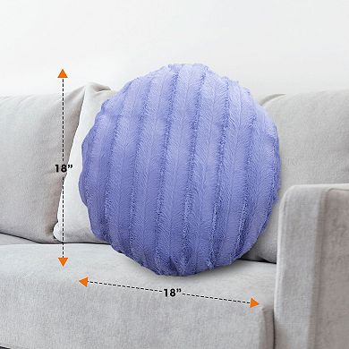 Cheer Collection Round Faux Fur Throw Pillow Set of 2 Soft Decorative Accent Cushions