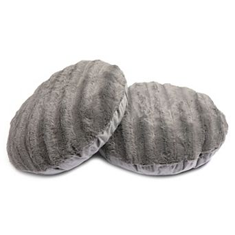 Cheer Collection Round Faux Fur Throw Pillow Set of 2 Soft Decorative Accent Cushions