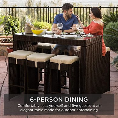 Outdoor Bar Set with Removable Cushions