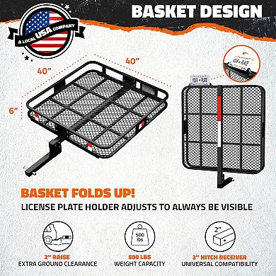 Mockins 40"x40"x6" Square Trailer Hitch Rack with License Plate Bracket